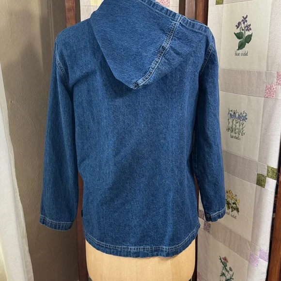 Vintage BLASSPORT Denim Hooded Jacket | 1990s Zip-Front Utility Jean Jacket - Picture 4 of 11